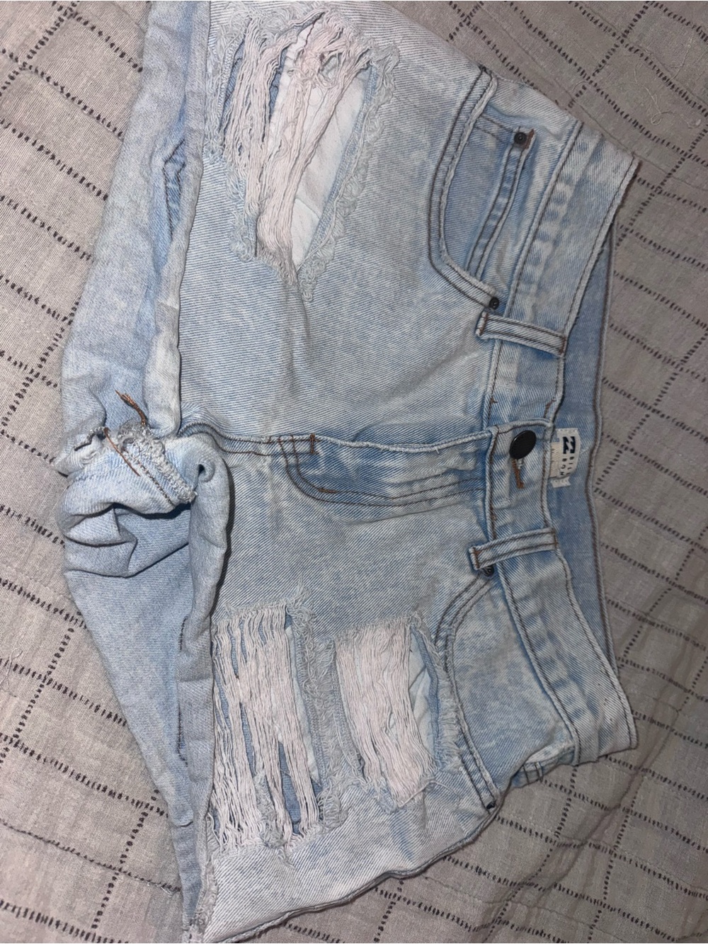 Billabong Light Blue Distressed Denim Cutoff Shorts